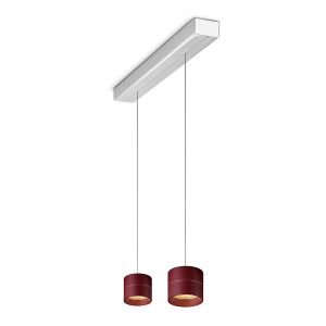 Oligo Tudor S LED-Pendelleuchte 2-flammig mit unsichtbarer Höhenverstellung Rot matt-Aluminium gebürstet-mit Tunable White (2200K - 5000K) +++ Rückläufer +++ bei lampenonline.de